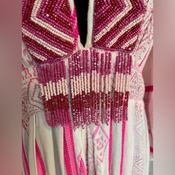 FARM Rio Beaded V-Neck Kaftan Dress Size Medium - Picture 6 of 16